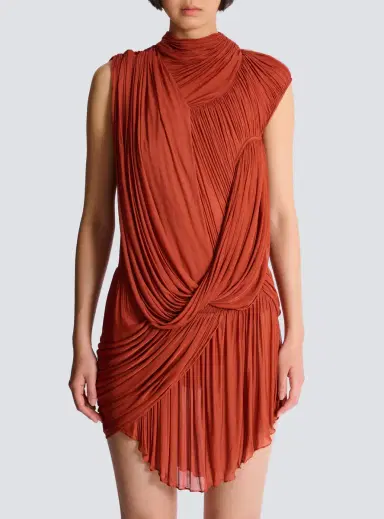 Balmain Draped flowing jersey dress | Thumbnail 8 Balmain Draped flowing jersey dress | Thumbnail 8
