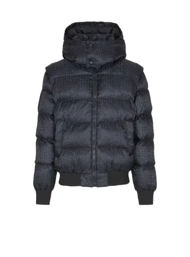 Balmain Cropped monogram jacquard padded jacket | Thumbnail 1 Balmain Cropped monogram jacquard padded jacket | Thumbnail 1
