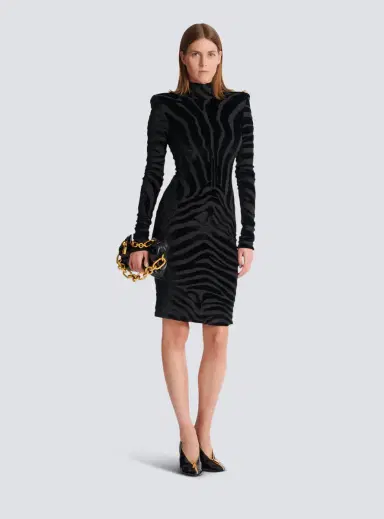 Balmain Short zebra-print velvet dress | Thumbnail 2 Balmain Short zebra-print velvet dress | Thumbnail 2