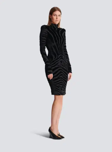 Balmain Short zebra-print velvet dress | Thumbnail 3 Balmain Short zebra-print velvet dress | Thumbnail 3
