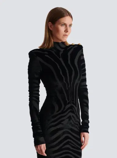 Balmain Short zebra-print velvet dress | Thumbnail 7 Balmain Short zebra-print velvet dress | Thumbnail 7
