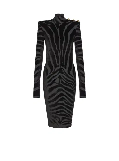 Balmain Short zebra-print velvet dress | Thumbnail 1 Balmain Short zebra-print velvet dress | Thumbnail 1