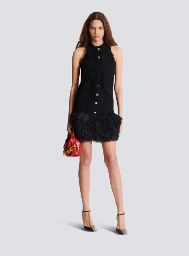 Balmain Flowing lace and feather dress | Thumbnail 2 Balmain Flowing lace and feather dress | Thumbnail 2