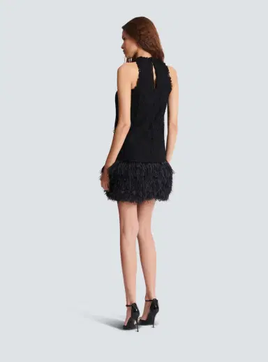 Balmain Flowing lace and feather dress | Thumbnail 4 Balmain Flowing lace and feather dress | Thumbnail 4