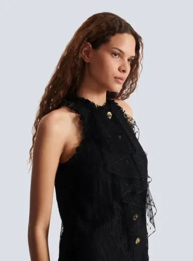 Balmain Flowing lace and feather dress | Thumbnail 6 Balmain Flowing lace and feather dress | Thumbnail 6