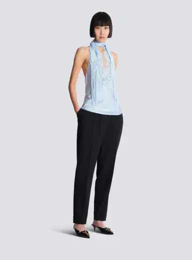 Balmain Backless fringed satin top | Thumbnail 3 Balmain Backless fringed satin top | Thumbnail 3