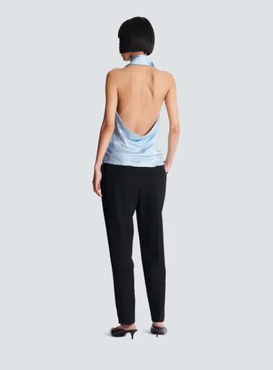 Balmain Backless fringed satin top | Thumbnail 4 Balmain Backless fringed satin top | Thumbnail 4