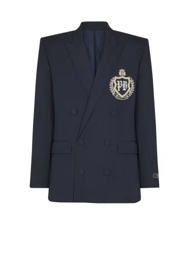 Balmain Wool blazer with crystal patch | Thumbnail 1 Balmain Wool blazer with crystal patch | Thumbnail 1