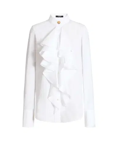 Balmain Ruffled poplin shirt | Thumbnail 1 Balmain Ruffled poplin shirt | Thumbnail 1