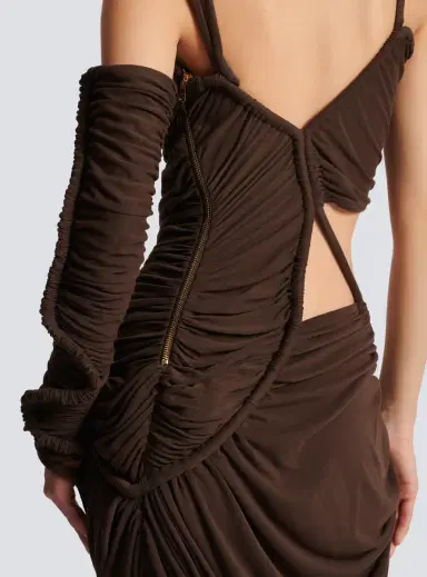 Balmain Asymmetric draped jersey maxi dress | Thumbnail 5 Balmain Asymmetric draped jersey maxi dress | Thumbnail 5
