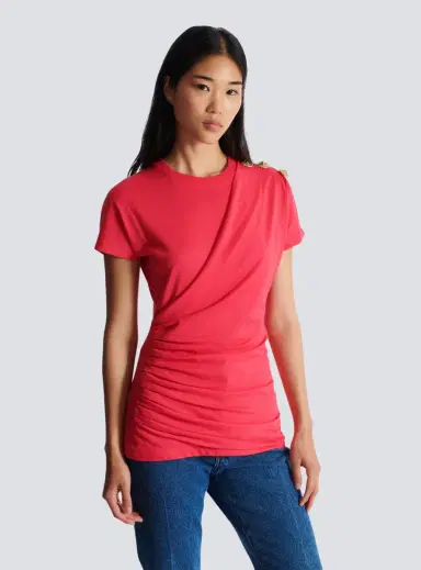 Balmain Draped T-shirt with buttons | Thumbnail 5 Balmain Draped T-shirt with buttons | Thumbnail 5