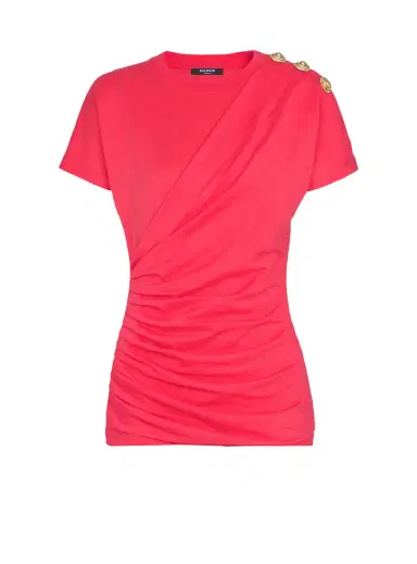 Balmain Draped T-shirt with buttons | Thumbnail 1 Balmain Draped T-shirt with buttons | Thumbnail 1