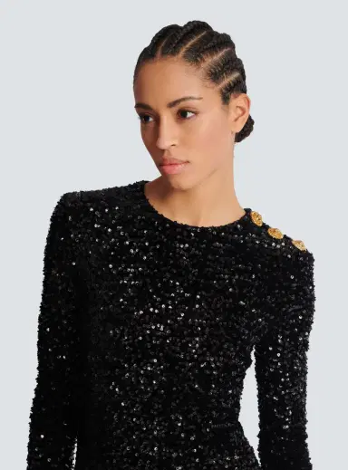 Balmain Short draped dress with sequins and velvet | Thumbnail 5 Balmain Short draped dress with sequins and velvet | Thumbnail 5