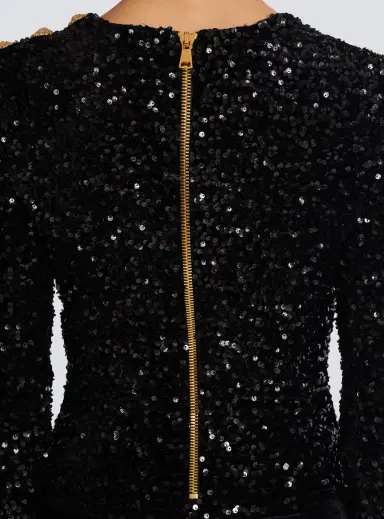 Balmain Short draped dress with sequins and velvet | Thumbnail 6 Balmain Short draped dress with sequins and velvet | Thumbnail 6