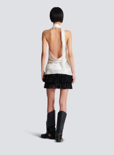 Balmain Backless fringed satin top | Thumbnail 4 Balmain Backless fringed satin top | Thumbnail 4