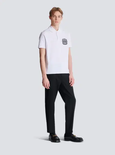 Balmain Cotton polo shirt with Écusson print | Thumbnail 3 Balmain Cotton polo shirt with Écusson print | Thumbnail 3