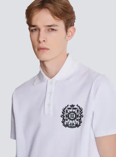 Balmain Cotton polo shirt with Écusson print | Thumbnail 6 Balmain Cotton polo shirt with Écusson print | Thumbnail 6