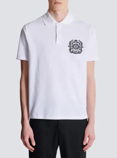 Balmain Cotton polo shirt with Écusson print | Thumbnail 7 Balmain Cotton polo shirt with Écusson print | Thumbnail 7