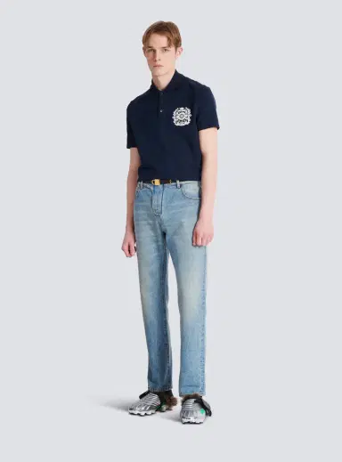 Balmain Cotton polo shirt with Écusson print | Thumbnail 2 Balmain Cotton polo shirt with Écusson print | Thumbnail 2