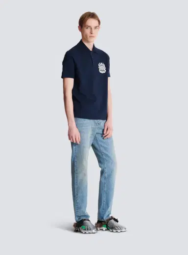 Balmain Cotton polo shirt with Écusson print | Thumbnail 3 Balmain Cotton polo shirt with Écusson print | Thumbnail 3
