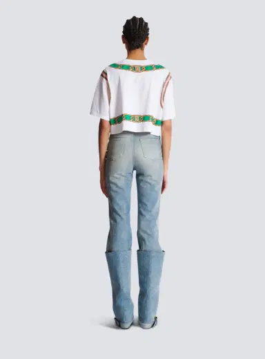 Balmain Cropped T-shirt with Foulard print | Thumbnail 4 Balmain Cropped T-shirt with Foulard print | Thumbnail 4