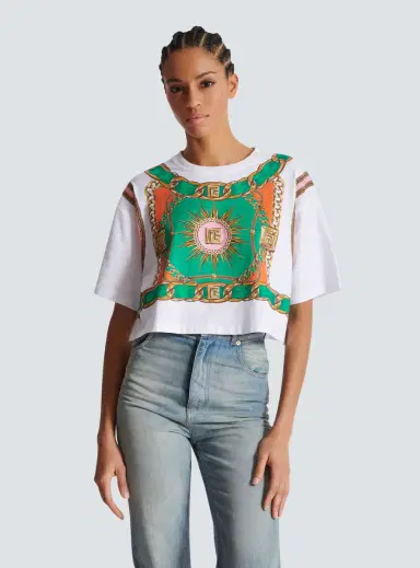 Balmain Cropped T-shirt with Foulard print | Thumbnail 5 Balmain Cropped T-shirt with Foulard print | Thumbnail 5