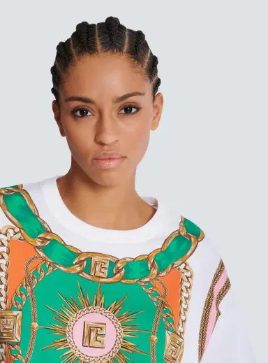 Balmain Cropped T-shirt with Foulard print | Thumbnail 6 Balmain Cropped T-shirt with Foulard print | Thumbnail 6