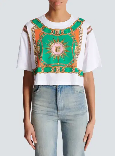 Balmain Cropped T-shirt with Foulard print | Thumbnail 7 Balmain Cropped T-shirt with Foulard print | Thumbnail 7