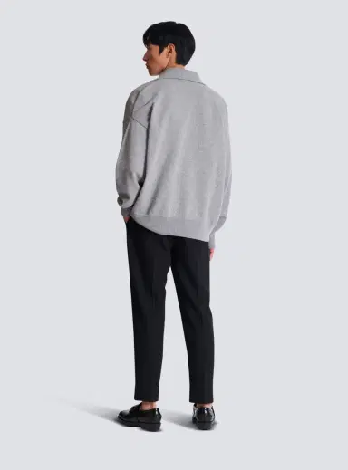 Balmain College Emblem polo sweater in eco-cashmere | Thumbnail 4 Balmain College Emblem polo sweater in eco-cashmere | Thumbnail 4