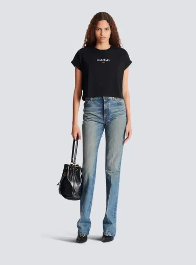 Balmain Cropped T-shirt with print | Thumbnail 2 Balmain Cropped T-shirt with print | Thumbnail 2