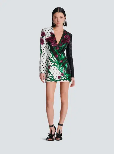 Balmain Short embroidered Roses and Polka Dots dress | Thumbnail 2 Balmain Short embroidered Roses and Polka Dots dress | Thumbnail 2
