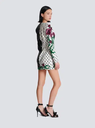 Balmain Short embroidered Roses and Polka Dots dress | Thumbnail 4 Balmain Short embroidered Roses and Polka Dots dress | Thumbnail 4