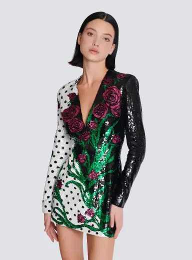 Balmain Short embroidered Roses and Polka Dots dress | Thumbnail 5 Balmain Short embroidered Roses and Polka Dots dress | Thumbnail 5