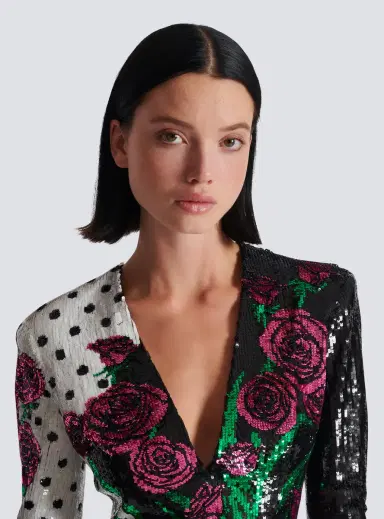 Balmain Short embroidered Roses and Polka Dots dress | Thumbnail 6 Balmain Short embroidered Roses and Polka Dots dress | Thumbnail 6