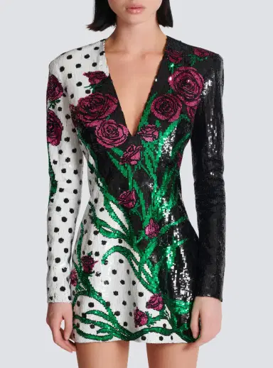 Balmain Short embroidered Roses and Polka Dots dress | Thumbnail 7 Balmain Short embroidered Roses and Polka Dots dress | Thumbnail 7