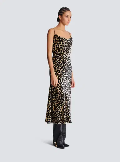 Balmain Flowing leopard print velvet dress | Thumbnail 3 Balmain Flowing leopard print velvet dress | Thumbnail 3