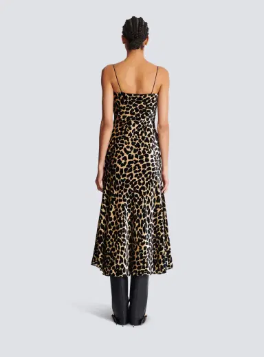 Balmain Flowing leopard print velvet dress | Thumbnail 4 Balmain Flowing leopard print velvet dress | Thumbnail 4