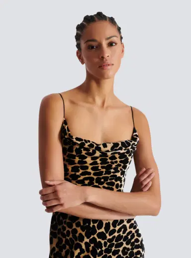 Balmain Flowing leopard print velvet dress | Thumbnail 6 Balmain Flowing leopard print velvet dress | Thumbnail 6