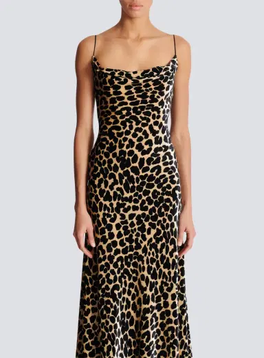Balmain Flowing leopard print velvet dress | Thumbnail 7 Balmain Flowing leopard print velvet dress | Thumbnail 7