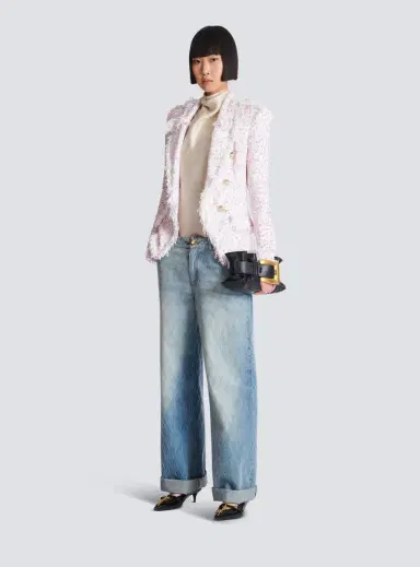 Balmain 6 Buttons Fitted Polka Dot Tweed Jacket | Thumbnail 2 Balmain 6 Buttons Fitted Polka Dot Tweed Jacket | Thumbnail 2