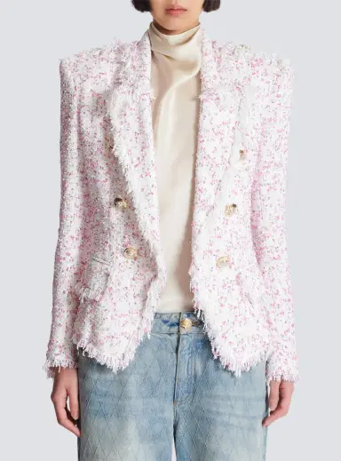 Balmain 6 Buttons Fitted Polka Dot Tweed Jacket | Thumbnail 8 Balmain 6 Buttons Fitted Polka Dot Tweed Jacket | Thumbnail 8
