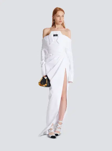 Balmain Long-sleeved poplin bustier dress | Thumbnail 2 Balmain Long-sleeved poplin bustier dress | Thumbnail 2