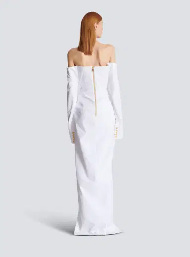 Balmain Long-sleeved poplin bustier dress | Thumbnail 4 Balmain Long-sleeved poplin bustier dress | Thumbnail 4