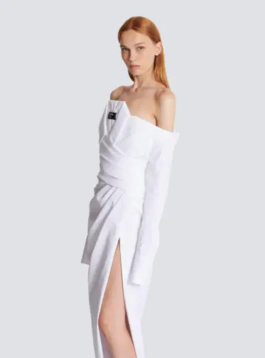 Balmain Long-sleeved poplin bustier dress | Thumbnail 6 Balmain Long-sleeved poplin bustier dress | Thumbnail 6