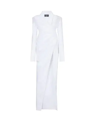 Balmain Long-sleeved poplin bustier dress | Thumbnail 1 Balmain Long-sleeved poplin bustier dress | Thumbnail 1