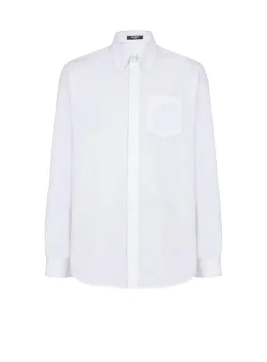 Balmain Écusson embroidered poplin shirt | Thumbnail 1 Balmain Écusson embroidered poplin shirt | Thumbnail 1