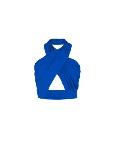Balmain Draped jersey crop top | Thumbnail 1 Balmain Draped jersey crop top | Thumbnail 1