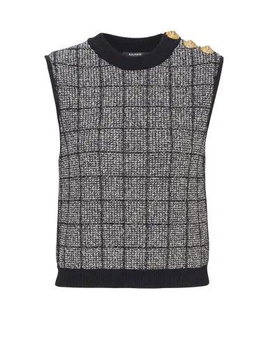 Balmain Tweed crop top with buttons | Thumbnail 1 Balmain Tweed crop top with buttons | Thumbnail 1