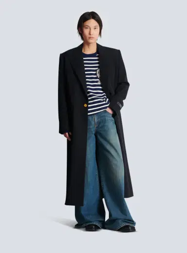 Balmain Long coat in grain de poudre wool | Thumbnail 2 Balmain Long coat in grain de poudre wool | Thumbnail 2