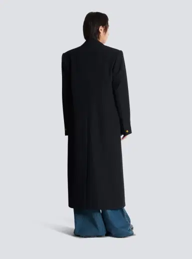 Balmain Long coat in grain de poudre wool | Thumbnail 4 Balmain Long coat in grain de poudre wool | Thumbnail 4